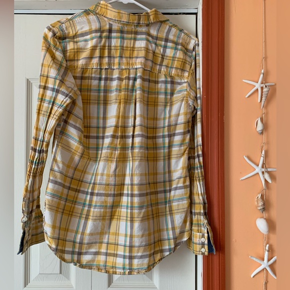 5️⃣$5 Bundle🌺 St John’s Bay Women’s Yellow Brown Teal Button Flannel Size Small - Picture 2 of 5